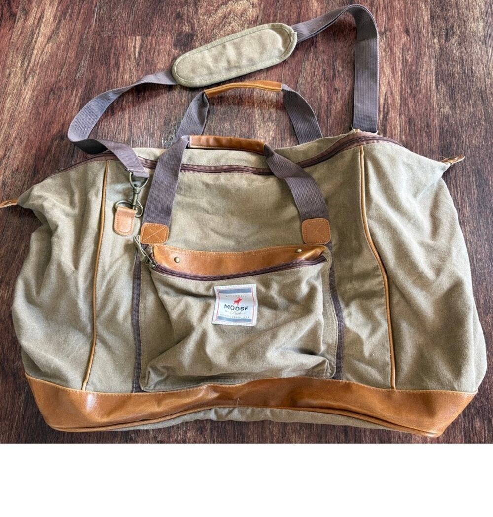Moose Tan Lightweight Canvas Weekender Travel Bag Large Luggage Tote